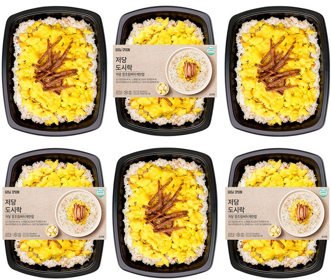 굿스푼 저당 식단 도시락 직장인 점심 저당 장조림버터계란밥 225g 6팩 1세트 1350g (냉동), 1.35kg