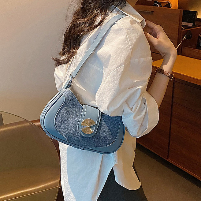 글램디브 치쿠샤 트위드 배색 숄더백 A2094