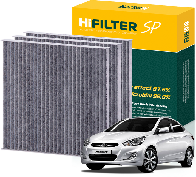 하이필터 현대 엑센트 자동차 활성탄 에어컨필터, 3개, 엑센트 (4세대 RB) HI-D004