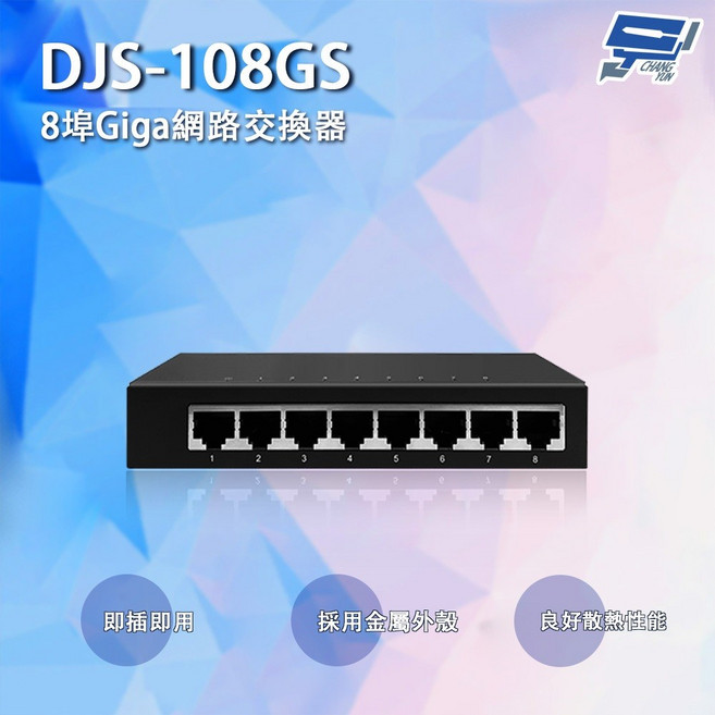 昌運 DJS-108GS 8埠 Giga網路交換器, 1個