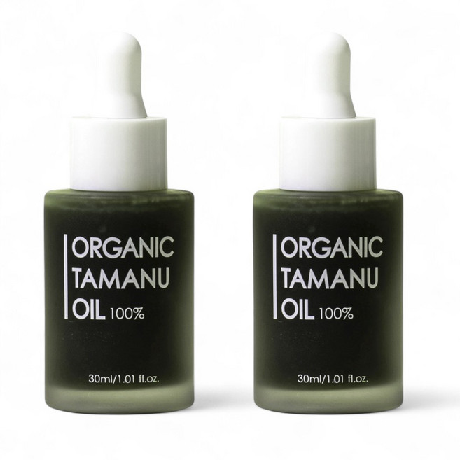 유기농 타마누오일 얼굴용 비정제 100%, 2개, 30ml