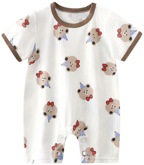 涼感包屁衣 短袖包屁衣 嬰兒連身衣 - 夏季透氣網眼寶寶爬服