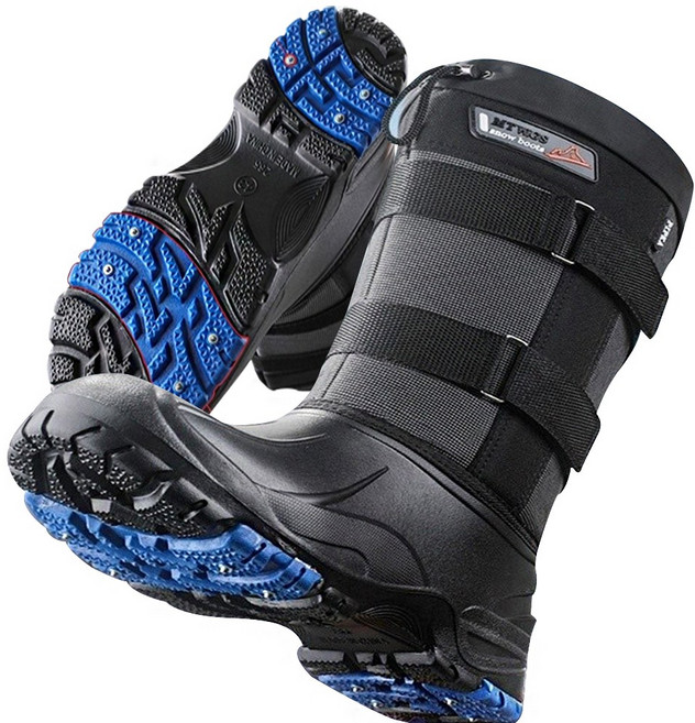 [SZ몰] 초경량 방한부츠 방한화 털부츠 기모 방수 미끄럼 방지 스파이크 남여공용 얼음낚시 라이더, 42, 블랙, 260