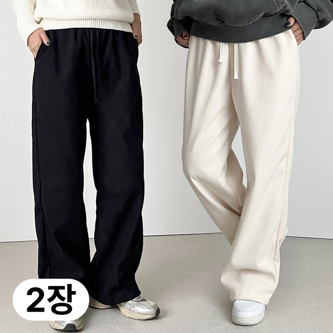 [1+1] 핏노블 여성 기모 코듀로이팬츠 세미와이드 골덴바지