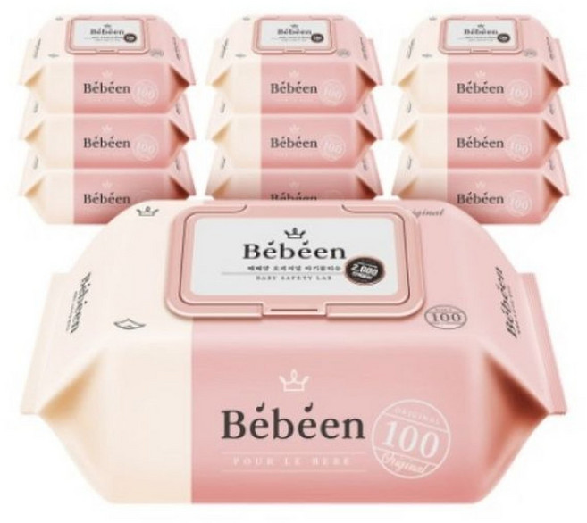 베베앙 오리지널 아기 물티슈 캡형 100매 20팩 ( 물티슈)1EA, 52g, 100개입, 20개