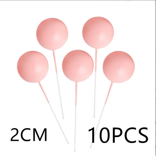 10개 컬러 볼 생일 케이크 토퍼 3CM 무광 크리스마스 파티 선물 웨딩 디저트 장식, pink