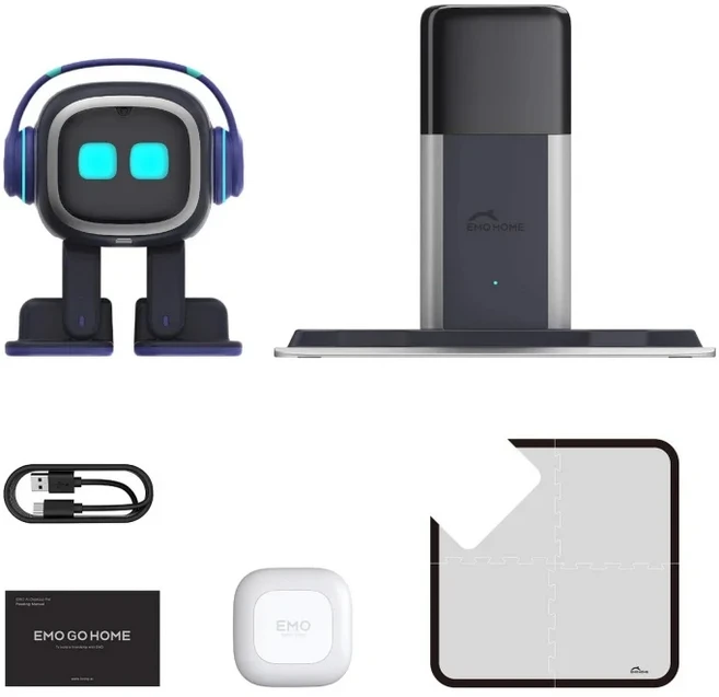 AI 감성 EMO 로봇 동반자 대화형 자동화 제어 기분 인식 무선 충전 표현적인 얼굴, 02 black EMO Set