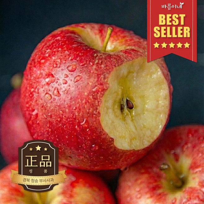[바름이네] 고당도 아삭한 경북 청송사과 부사사과, 1박스, 5kg 중과 (정품)