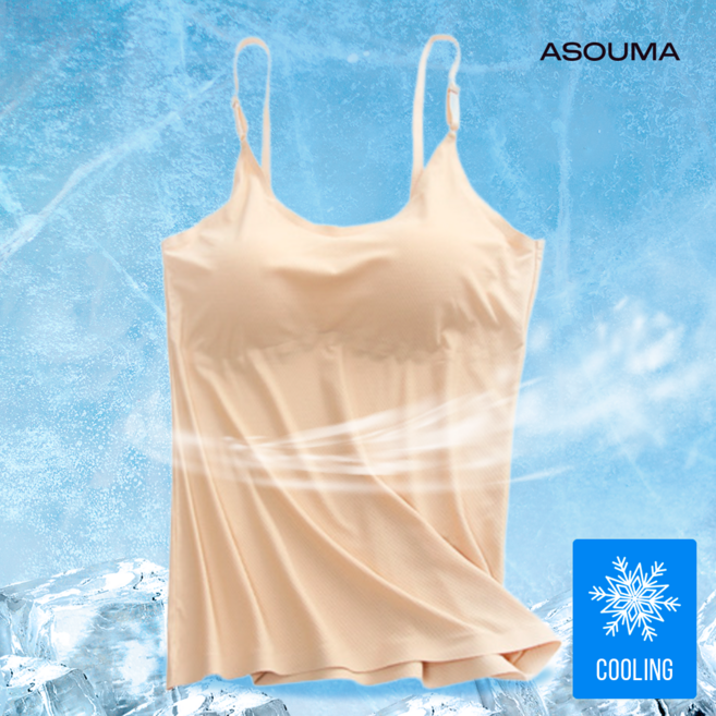 아소마 여성 여름 쿨링 민소매 냉감 끈 캡나시