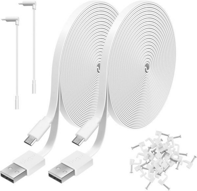 2개 세트 20피트 전원 연장 케이블 Wyze Cam V4 v3 Pan WYZE OG NestCam Indoor Blink Amazon Cloud Camera USB-마이크로