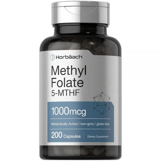 Horbaach 메틸 엽산 1000mcg | 200캡슐 | 5-MTHF | 엽산 보충제 | GMO 프리 글루텐 프리 메틸폴레이트 |, 상품선택, 200정, 1개 - 쿠팡