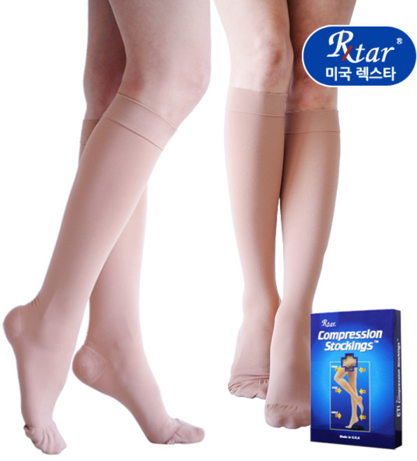 렉스타 300 무릎형 발막힘 살색 의료용 압박스타킹 단단한재질 고정압박우수 고강압 30-40mmHg, 1세트