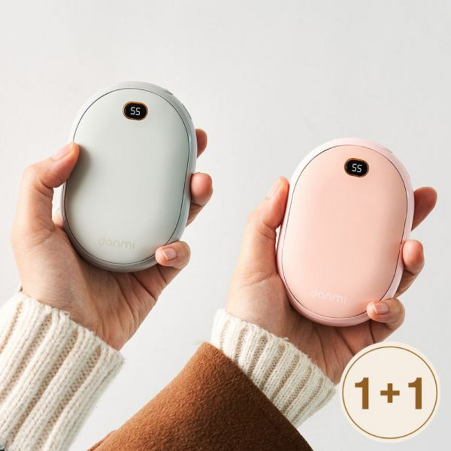[1+1] 단미 몽그리 양면발열 USB 충전식 휴대용 손난로 대용량 보조배터리 10000mAh, 몽그리(퍼플), 몽그리(퍼플)