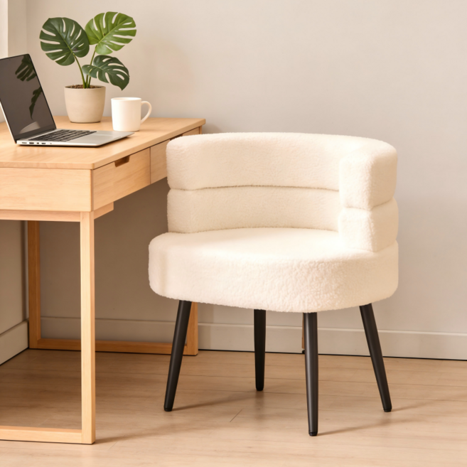 쿠리브 실내 등받이 소파 의자 푹신한 화장대 의자, 1개, 화이트