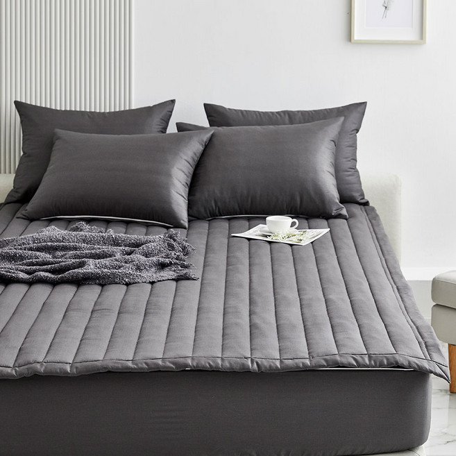 아르지오 순면100 알러지케어 침대 매트리스 패드, 차콜