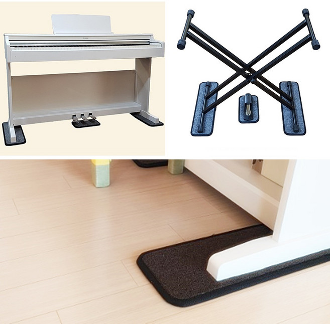 3포인트방음매트 디지털피아노 전자키보드 피아노방진매트, 브라운, 1개