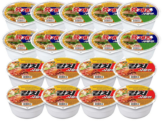 [ 햇살마중 ] 농심 사발면 2종 육개장 사발면 86g 10개 + 김치 사발면 86g 8개, 1개