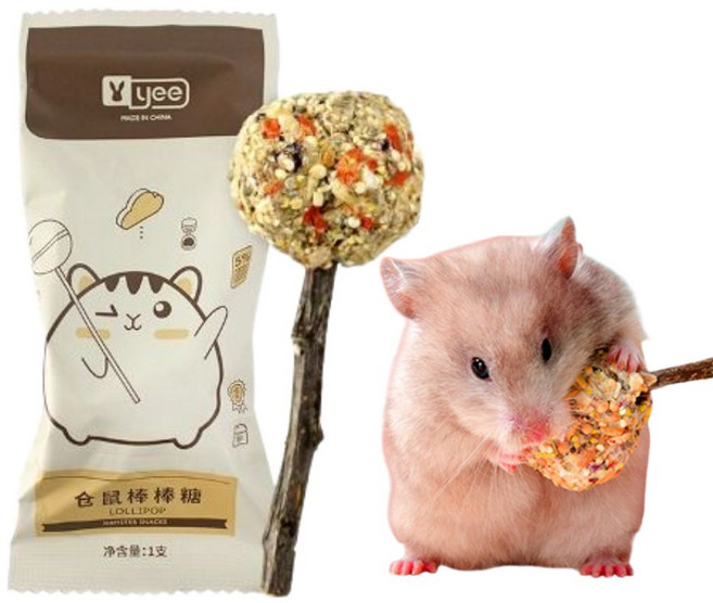 햄스터 이갈이 롤리팝 곡물 야채 사탕 간식 장난감, 2개, 10g