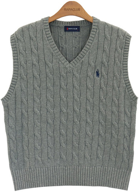 라파클럽 남녀공용 브이넥 케이블 니트 조끼
