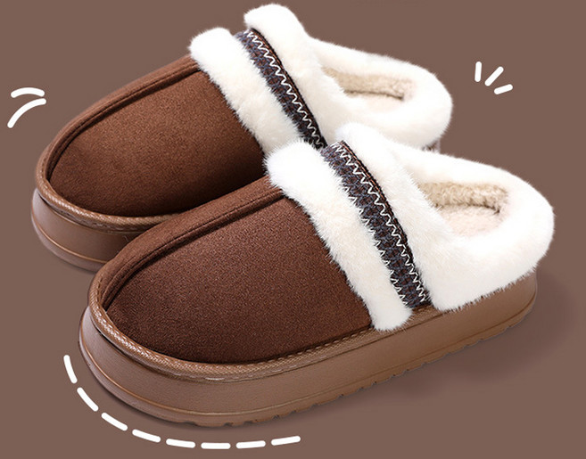 곰돌이샵 4cm 가볍고 따뜻한 보헤미안 EVA 방한 슬리퍼 여성 키높이 털 실내화