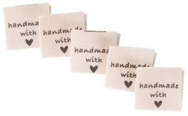 긍정미공방 핸드메이드 면라벨, cotton label, 100개