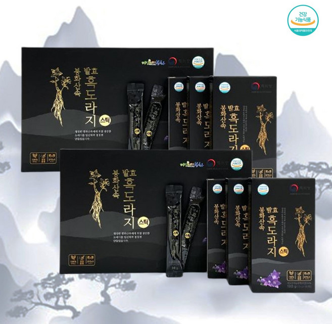 봉화산 속 발효 흑도라지 스틱 진액 국내산 산도라지 진액 농축액 55%, 10g, 60개