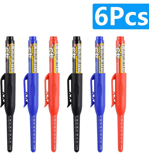 마크라인 45mm 목공용 마커펜 다용도 장시간 사용가능 블랙, 6개, 세 가지 색상