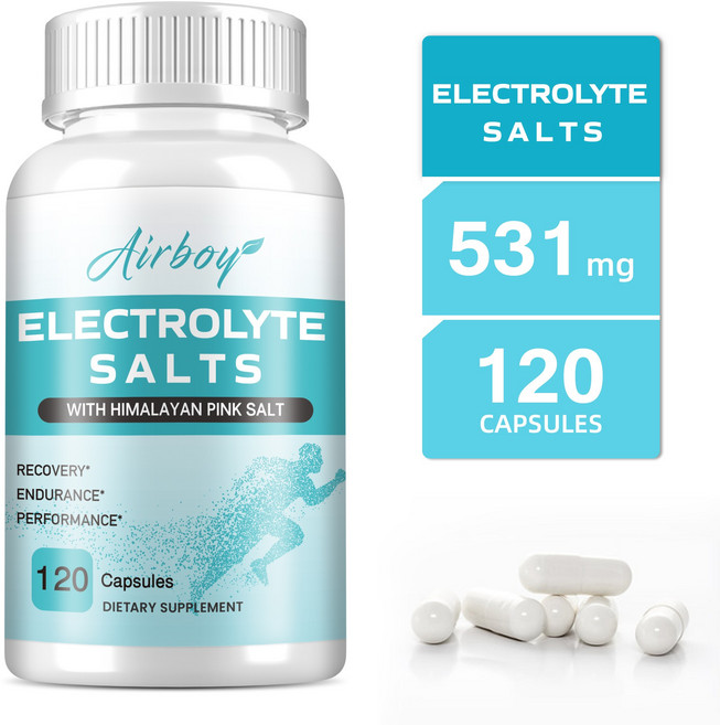 전해질 소금 - 마그네슘 - 전해질 보충제 빠른 에너지 스트레스 해소, 1개, 120정