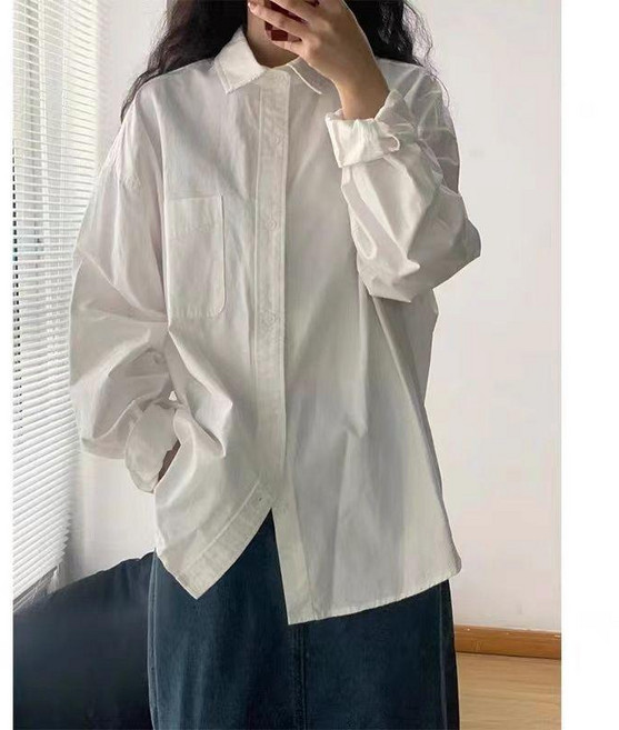 輕薄寬鬆長袖襯衫女