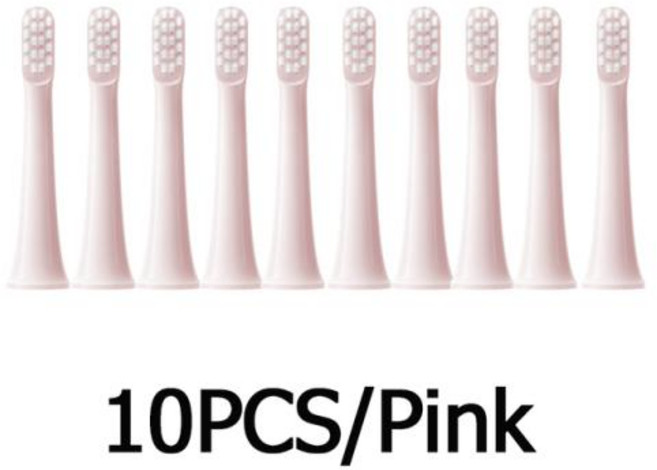 샤오미 T100 소닉 전동 칫솔용 교체 가능한 브러시 부드러운 듀폰 강모 진공 패키지 10 개, [02] 10Pink, 2) 10Pink, 없음