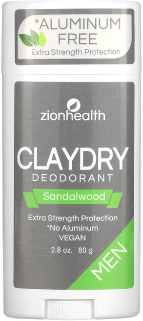 Zion Health 클레이드라이 맨스 데오드란트 단향 70g(2.5oz) 2팩, 1개, 80g - 쿠팡