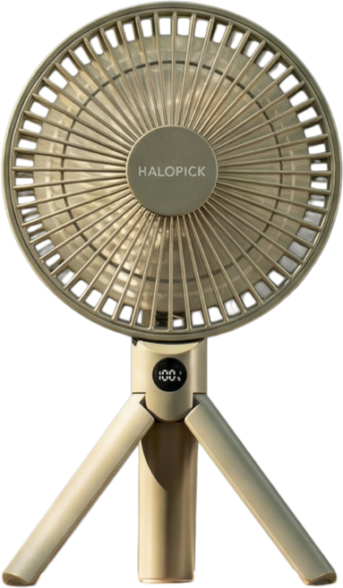 HALOPICK 접이식 휴대용 탁상 겸용 손선풍기 3000mAh BLDC 초강력 4단 풍속 왕팬 선풍기, 베이지, DQ-280