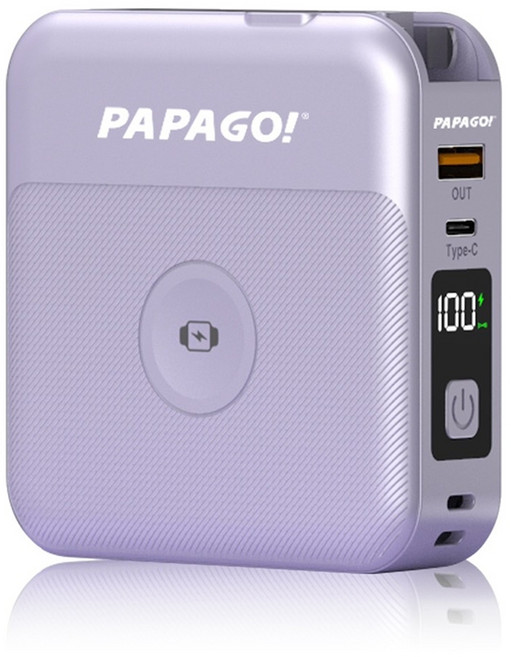 PAPAGO 第三代多功能磁吸無線充電行動電源10000mAh 支援applewatch充電符合WH及CCC規範, 紫色