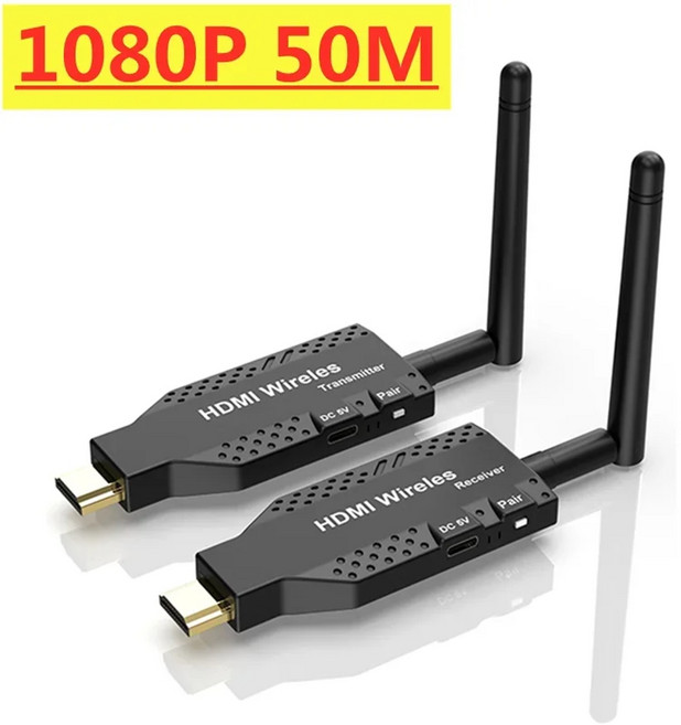 무선 HDMI 비디오 송신기 리시버 익스텐더 디스플레이 어댑터 동글 TV 모니터 프로젝터 PC용 5.8G 1080P 4K 50M 100M 150M, 1) 1080p 50M