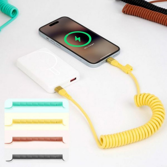 다다익싼 스마텍 초고속 보조 배터리 충전 C타입 USB 스프링 컬러 케이블 STCB-S1, USB to C 블랙(STCB-S1 UC)