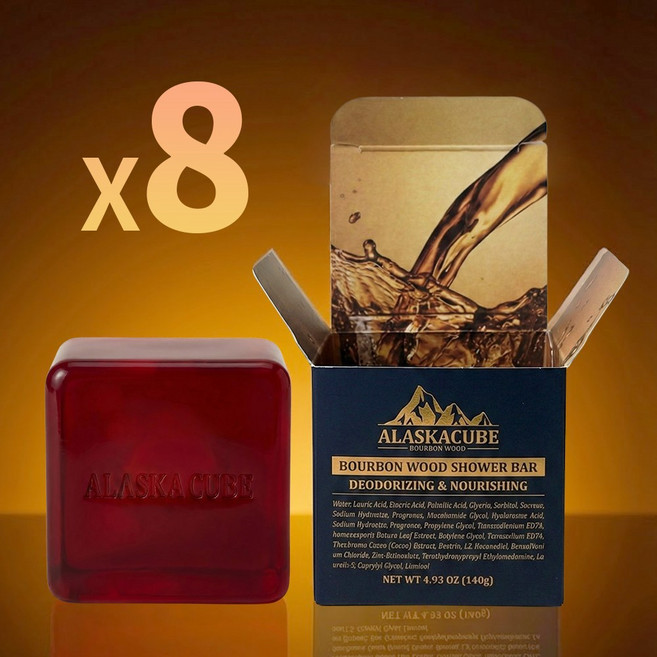 알래스카큐브 버번우드 위스키향 퍼퓸 샤워바, 8개입, 140g