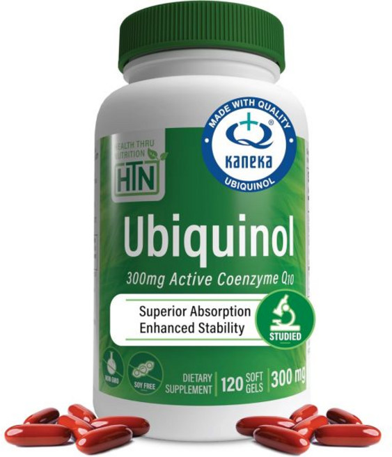 헬스 쓰루 뉴트리션 유비퀴놀 300Mg 120 소프트젤 Eaf Coq10 (카네카 유비퀴놀로서 향상된 흡수 코엔자임 Q10), 120 softgels