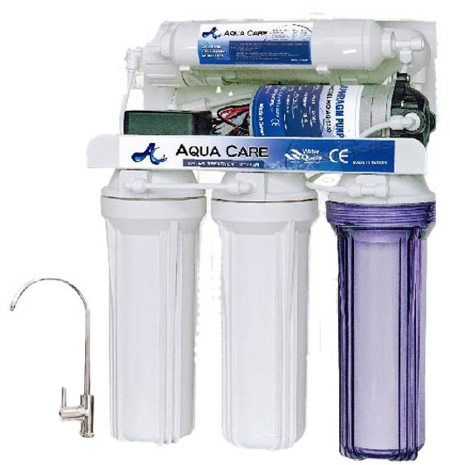 Aqua Care 五道式RO逆滲透純水機 75GPD家用淨水器 高效過濾 安全飲水, 無須加購濾芯组 標準全配