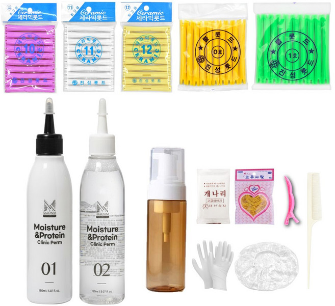 마이홈살롱 할머니펌 셀프펌 세트, 1개, 강한컬 볼륨펌 10 11 12 뿔0 1(중화공병 포함)