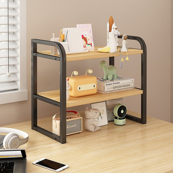 베랄룰 다용도 책상 정리 공간 높이 조절 가능 주방 수납 스탠드 선반 길이 50cm, 블랙원목, 1개