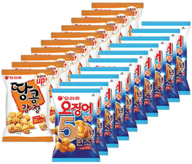 오리온 MINI 오징어땅콩 80g+땅콩강정 65g, 1세트, 각10개(총20개)