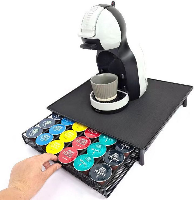 Dolce Gusto 多趣酷思 咖啡膠囊收納架 36粒膠囊 抽屜式咖啡機底座收納盒 展示收納架, 1個, 36粒膠囊抽屜款咖啡機底座收纳盒 黑抽屜