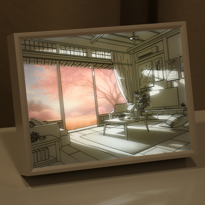 라인트 선샤인 LED 그림 액자 무드등 조명, A. 봄, 전용어댑터