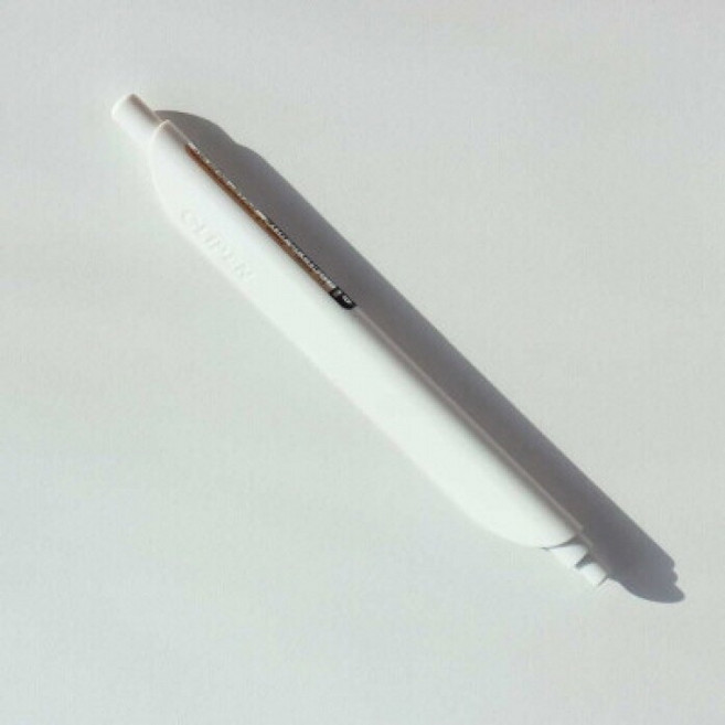 [인쇄가능] 클립펜 굿즈 판촉 소량인쇄 커스텀 단체선물 답례품 중성 젤펜 0.7 스노우 화이트 색상, 무지-스노우 화이트