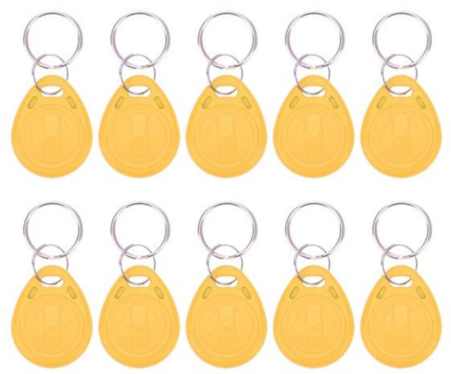 10pcs 125KHz T5577 Keyfobs 재기록 가능한 중복 태그 5200 근접 복사 액세스 카드 ID 토큰 링 RFID Cloner 키 체인, [01] 10Yellow-KeyT57