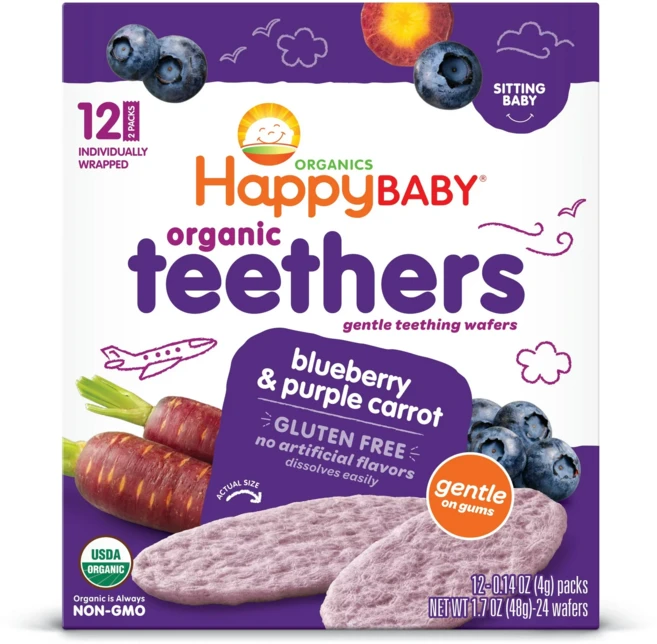 해피베이비 티서스 젠틀 티씽 와퍼 24개입, 블루베리 & 퍼플 캐롯, 48g, 1개 - 쿠팡