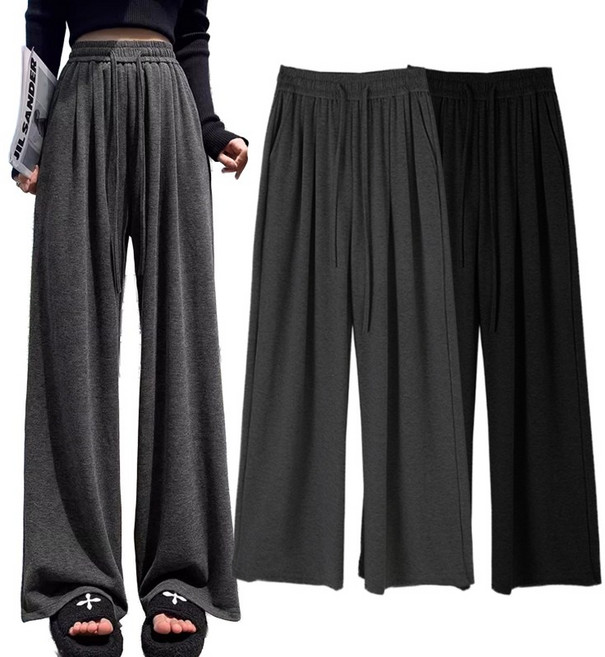 [바이베이직] 여성 와이드핏 팬츠 부드러운 터치 찰랑 트레이닝바지 데일리 여자 코디 프리사이즈 44부터 사계절 애착템 WOMAN PANTS