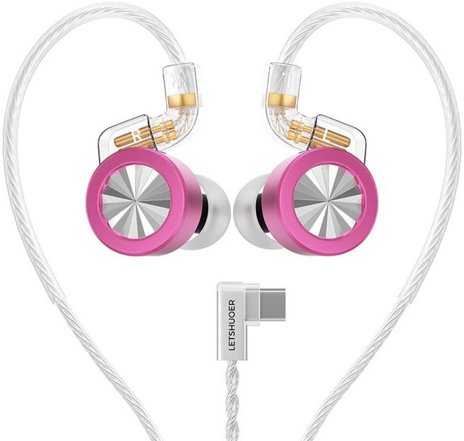 Letshuoer D02 Hi-Fi Type-C 인이어 모니터 IEM 듀얼 챔버 다이내믹 드라이버가 있는 11mm 듀얼 마그네틱 회로 이어폰 탈착식 실버 도금 구리 케이블