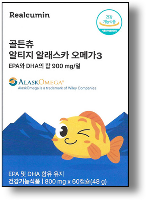 리얼큐민 골든츄 알티지 알래스카 오메가3, 1개, 60정
