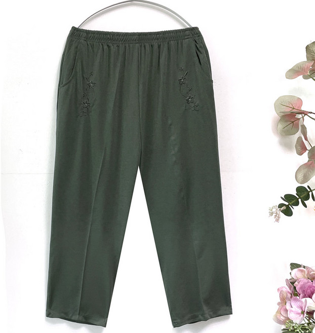 국민할매 할머니옷 봄 여름 쿨스판 꽃자수 7부 밴딩바지[SH-770] 중년 여성의류 요양원옷